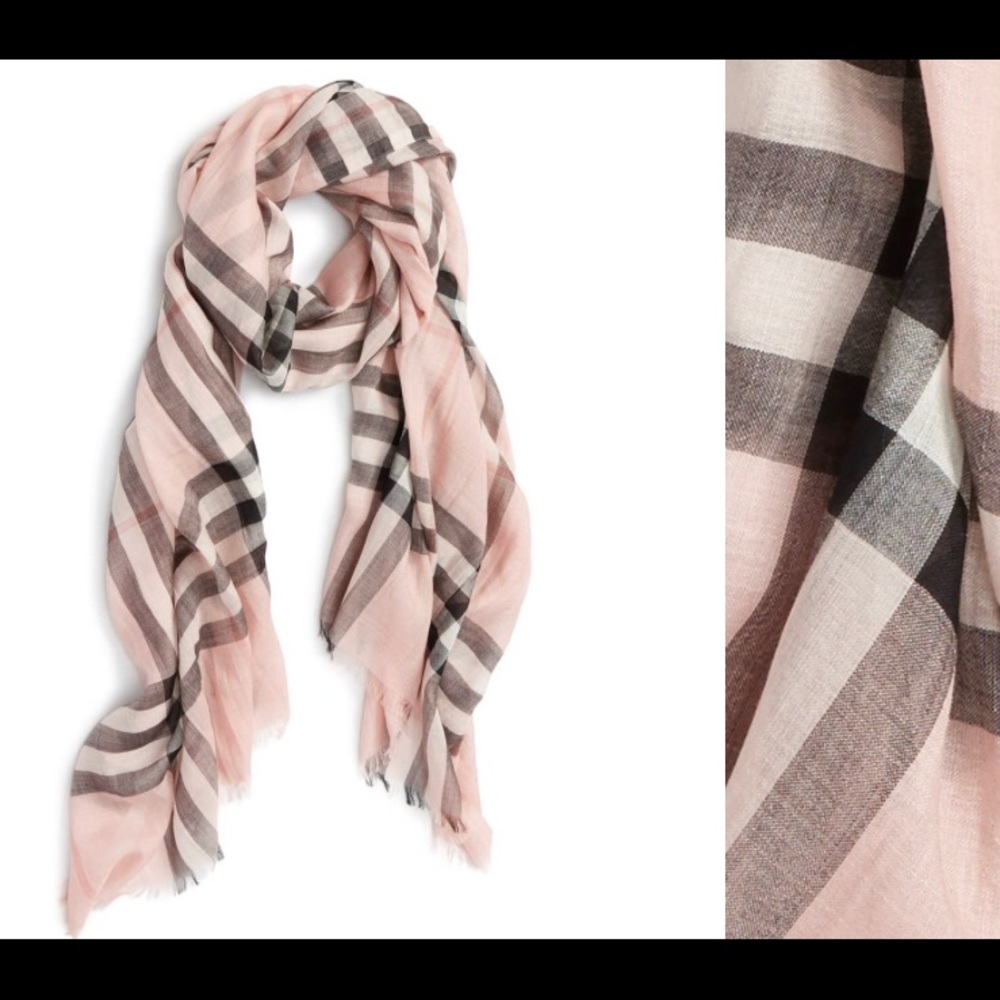Giant Check Print Wool & Silk Scarf  - New